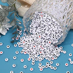 Letter Beads, DECYOOL 1900Pcs 4×7mm Wihte Black Acrylic Alphabet Beads with 1 Roll Elastic String for Bracelet Necklace - color: White&Heart