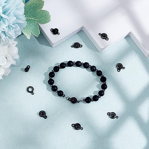 UNICRAFTALE 15 Set Gunmetal Stainless Steel Snap Clasps Metal Snap Button Press Stud Cap Socket Jewelry Connector for Bracelet Jewelry Making 15.5mm - color: Gunmetal