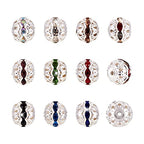 Craftdady 100pcs Alloy Rhinestone Disco Ball Rondelle Loose Spacer Beads 10mm Round Hollow Crystal Rhinestone Bracelet Connector Beads for Necklace Earring Jewelry Craft - color: Mixed Color-10mm