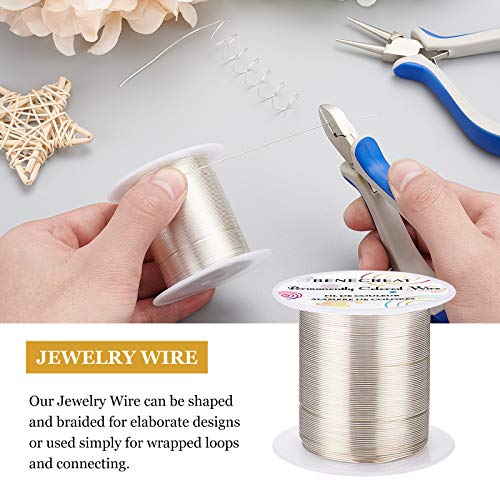 BENECREAT 22 Gauge 55 Yards Tarnish Resistant Silver Wire Jewelry Beading Wire for Beading Wrapping and Other Jewelry Craft Making - color: Silver, size: 22 Gauge