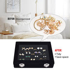 Vicoter Rings Organizer Tray 7 Slots Velvet Jewelry Earring Storage Box with Transparent lid Jewelry Display Case for Girls Wife Mom Women (Black) - color: Black