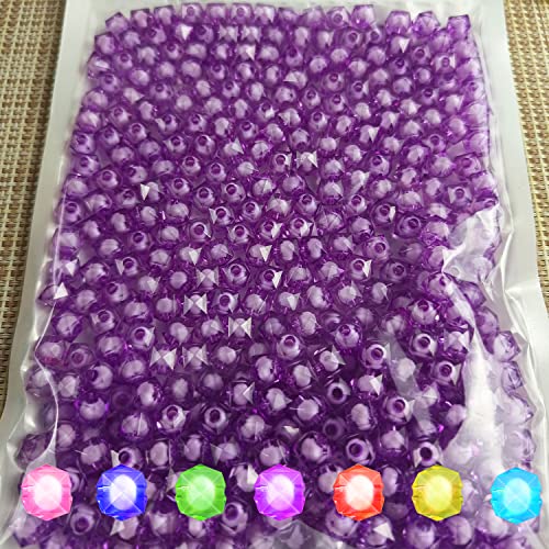 Cube 400pcs Faceted Square Transparent 8mm Glass Beads Crystal Spacers, Round Beads Inside for Jewelry Making (Purple) - color: Rainbow,White,Purple