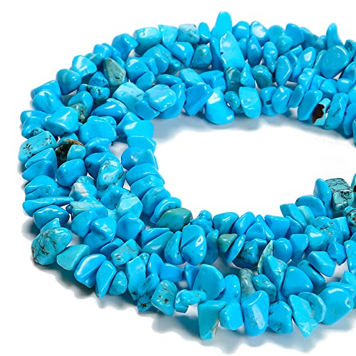 Gemstone Chips Natural Blue Turquoise 3-5mm Healing Crystals Waist Bracelets Necklace Kit Irregular Stone DIY Crafts Design Jewelry Making Approxi 32 inch - color: Blue Turquoise Chips