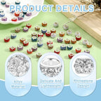 uxcell 50Pcs European Large Hole Beads, Rhinestone Craft Bead Crystal Charm Spacer Beads for Pens Bracelet Making Necklace DIY Craft, White - color: White