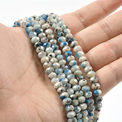 6mm Natural K2 Stone Faceted Rondelle Loose Beads Jewelry Making DIY Bead 16 Inch - color: K2 Stone