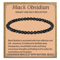 LPBeads Handmade Natural Gemstone Stretch Elastic Bracelet Healing Crystal Round Stone Beads Jewelry Gifts for Women Men - color: Black Obsidian, size: 4mm