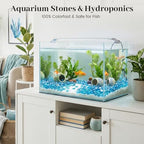 FUTUREPLUSX 5Lb Light Blue Flat Glass Marbles, Glass Beads Flat Gems Aquarium Pebbles Vase Filler Table Scatter Decor - color: Blue