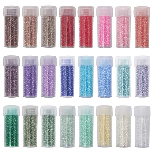 INSPIRELLE Size Almost Uniform 120 Gram 12/0 (2mm) Glass Round Seed Beads for Craft Jewelry Making, 24 Translucent Colors - color: 24x Translucent Colors