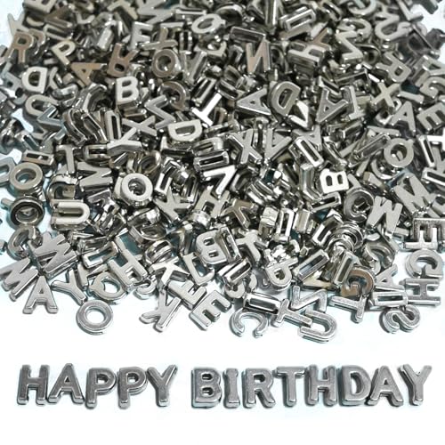 700+ Pieces 9x12mm Big Large Alphabet Letter Beads A-Z Mixed Plastic Shape Loose Beads for Jewelry Making Bracelets Necklaces Key Chains (Silvery) - color: Silver, size: 700 Pieces