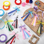 Zeyune 233 Pcs 20 Set DIY Bead Keychain Making Kits Bag Charm Beads Making Craft Ribbon Bow Key Chain Letter Alphabet Keychain Jewelry Accessories for Mothers Day Gifts Jewelry Make Party Favor