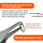 2 PCS Mini Split Ring Opener Tool, Stainless Steel Fishing Pliers for Small Rings, Quick Split Ring Plier for Lure Tuning, Keychain Organization and Jewelry Beading Repair, Portable