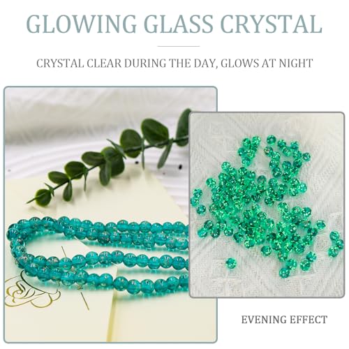 100 PCS 8mm Glow in The Dark Beads,Lake Blue Round Luminous Bead Bracelet Beads for Jewelry Making,Earring Spacer Bead,DIY Crafts - color: Lake Blue