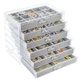 Watpot Acrylic Jewelry Box with 6 Drawers, Clear Earring Storage Organizer Display Case for Women Girls, Gray - color: Gray 6 Layers