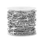 5 Meters Stainless Steel Cross Link Chains in Bulk for DIY Men Women Jewelry Making with Lobster Clasps, Jump Rings (Silver) - color: silver