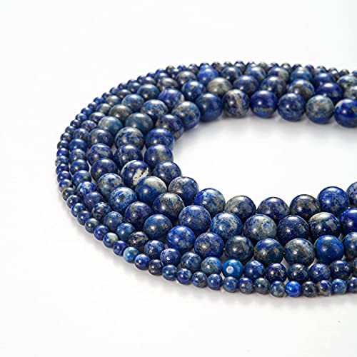100Pcs Natural Stone Beads 6mm Lapis Lazuli Round Gemstone Loose Beads with Elastic Bracelet String for Bracelets Necklace Jewelry Making - color: Blue Lapis Lazuli, size: 6mm