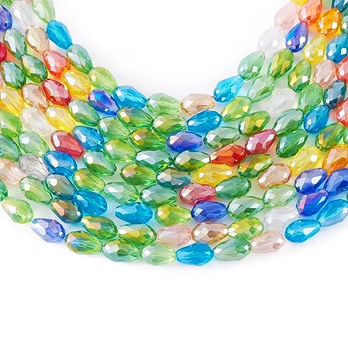 Craftdady 280Pcs Faceted Glass Teardrop Beads Colorful Water Drop Glass Crystal Loose Beads Stands AB Color Charms 15x10mm for DIY Jewelry Crafts Making - color: Mixed Color, 15x10mm