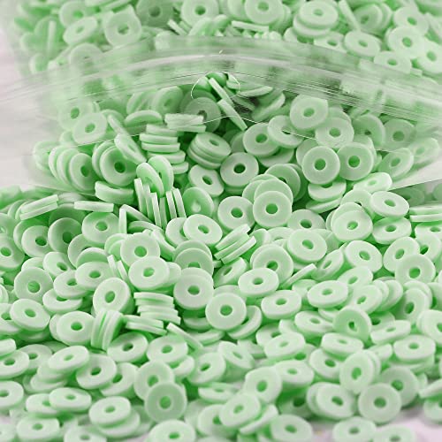 2000pcs Cyan Green Clay Beads for Bracelets Making, Flat Round Polymer Clay Beads 6mm Spacer Heishi Beads for Jewelry Making Earring Bracelets Necklace - color: Cyan Green 28