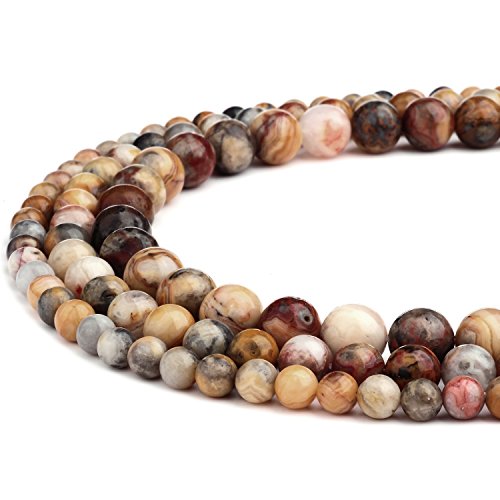 RUBYCA Natural Crazy Horse Stone/Artistic/Paintbrush Jasper Gemstone Round Loose Bead 1 Strand 4mm - color: Crazy Jasper, size: 4 MM