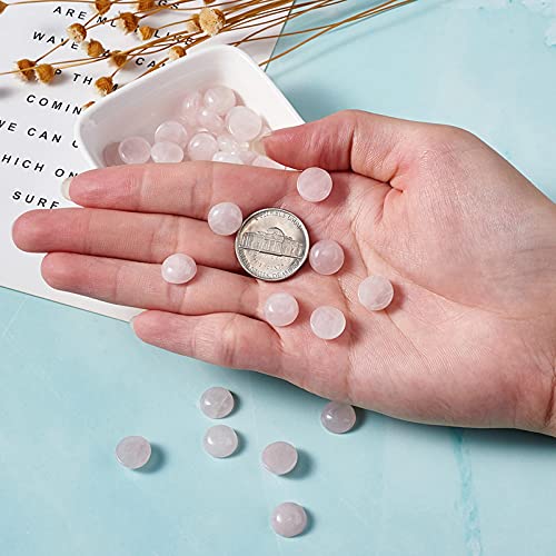 Fashewelry 50Pcs Natural Rose Quartz Cabochon Stone Half Round Beads 10mm Tiny Flat Back Gemstone Chakra Healing Crystal Cover Cabs for Jewelry Making - color: 3-Rose Quartz, size: 10x4~5mm