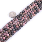 6mm Natural Stone Black Rhodonite Frosted Matte Unpolished Round Beads for Jewelry Making Strand 15 inch - color: Black Rhodonite, size: 6mm