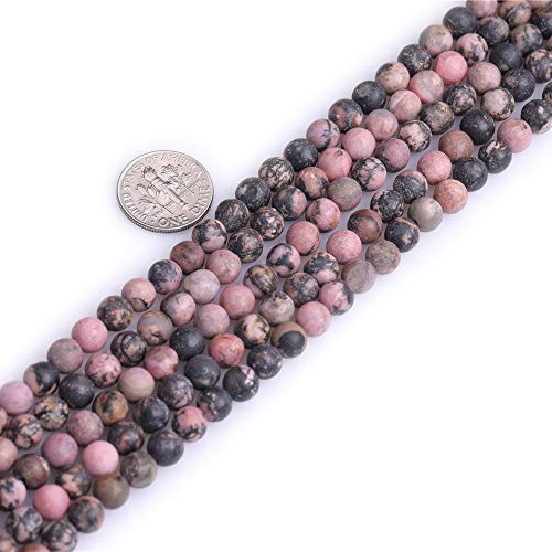 6mm Natural Stone Black Rhodonite Frosted Matte Unpolished Round Beads for Jewelry Making Strand 15 inch - color: Black Rhodonite, size: 6mm