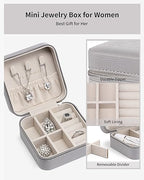VLANDO Travel Jewelry Box, Small Jewelry Travel Organizer Case for Girls Women - Grey - color: I.Grey