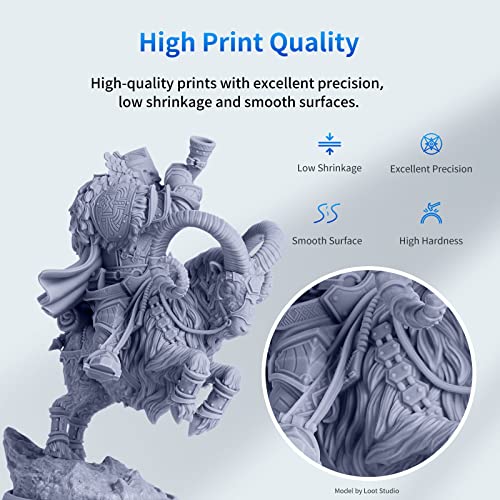 ANYCUBIC 3D Printer Resin Bundle, 405nm SLA UV-Curing Resin with High Precision and Quick Curing & Excellent Fluidity for LCD 3D Printing (4Packs*1kg Grey, 4kg in Total) - color: Grey, size: 4kg