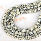 4mm 200pcs Natural Stone Round Beads Dalmation Jasper Genuine Stone Beading Loose Gemstone DIY Charm Smooth Beads for Bracelets Necklaces Earrings Hole Size 1mm (Dalmation Jasper 4mm) - color: Dalmation Jasper, size: 4mm