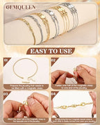 GEMQUEEN Magnetic Necklace Clasps and Closures with Double Lobster Clasp : 14K & White Gold Plated Magnet Jewelry Layering Clasps for Necklaces Multi Magnets Bracelet Helper Necklace Extenders 4PCS - color: 14K & White Gold Plated -4PCS