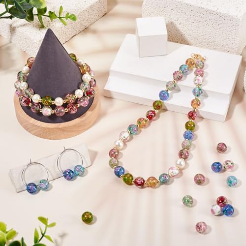 Cheriswelry 40Pcs/Strand Rose Flower Lampwork Beads 10mm Handmade Gold Sand Glass Beads Round Loose Spacer for DIY Bracelet Necklace Earring Rosary Jewelry Crafts (Pale Turquoise) - color: Pale Turquoise