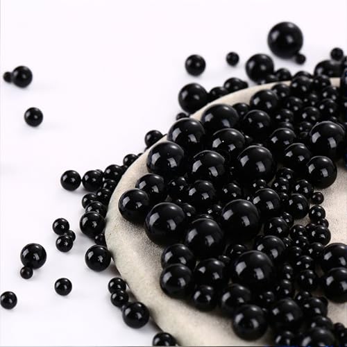 1000PCS Assorted Pearls Beads, No Holes, 3-10mm Crafts, Black Loose Pearls for Vase Fillers, DIY, Table Scatter, Wedding, Birthday Party, Home Decoration - color: Black
