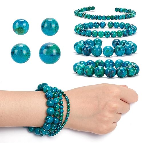 arricraft 4 Strands Turquoise Gemstone Beads, Synthetic Yellow Turquoise Jasper Beads Smooth Stone Beads for DIY Craft Necklace Bracelet Earring Jewelry - size: 4-12mm