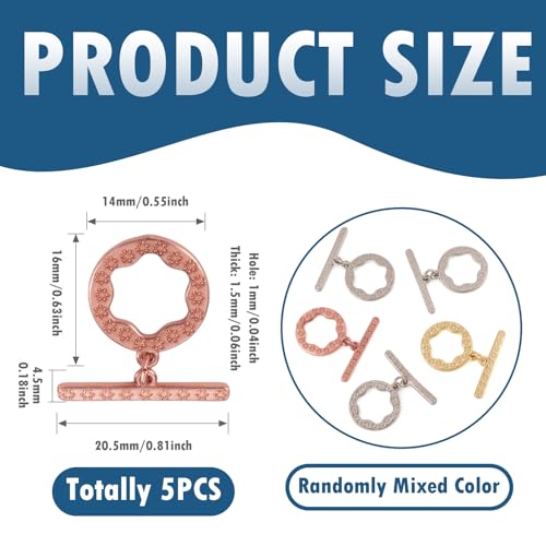 Round Toggle Clasps OT Toggle Jewelry Clasps T-Bar Bracelet Closure Clasp Fastener IQ End Connectors for DIY Necklace Bracelet Jewelry Making 5 Sets - color: 5 Colors-OT
