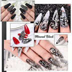 2630Pcs Mine Black Nail Rhinestones 120 Multi Shapes Metallic Black Big Gems Nail Charms +2510 Flatback Rhinestones Round Beads K9 Glass Stones Nail Art Diamonds jewels for Nails Eyes Makeup Crafts - color: Metallic Black, size: A Set