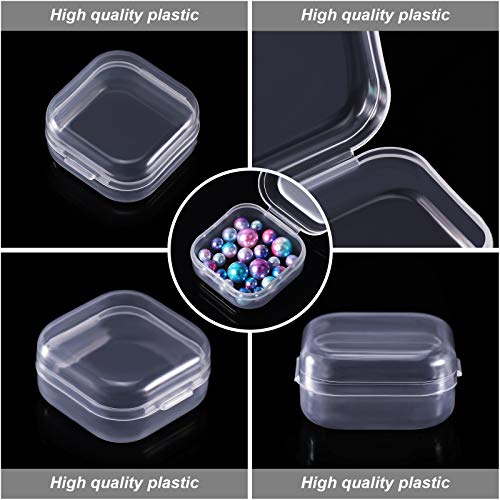 Jetec 6 Pieces Mini Plastic Clear Beads Storage Containers Box for Collecting Small Items, Beads, Jewelry, Business Cards, Game Pieces, Crafts (1.4 x 1.4 x 0.7 Inch) - size: 1.37 X 1.37 X 0.7 Inch