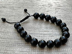 GAF TREASURES Grade A ++ Gemstone Round Bead Adjustable Bracelet 10mm, Genuine Crystal Bead Bracelet, Gift for Men & Women - color: Black Obsidian