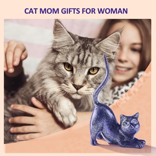 PUDDING CABIN Cat Lover Gifts for Women - Purple Cat Ring Holder Ring Stand Organizer - Purple Preppy Room Decor Aesthetic -Mothers Day Birthday Gifts for Women Mom Girls - style: Purple Cat
