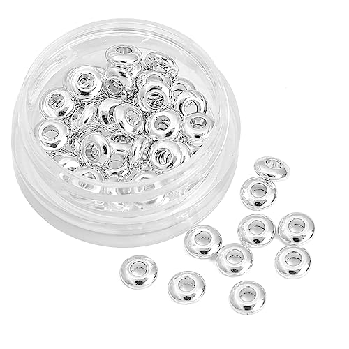 BEADIA Silver Plated Roudelle Spacer Beads 5x1.8mm 50pcs for Jewelry Making Findings Non Tarnish - color: Silver, size: 5x1.8mm Roudelle