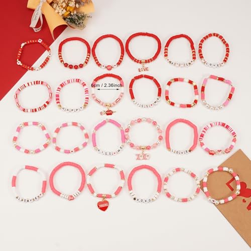 Twinfree Bohemia Beaded Bracelet for Women, Polymer Clay Stretch Bracelets - color: color 48