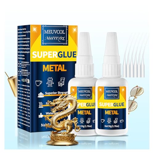 Meuvcol Metal Glue 100g - Heavy Duty Super Glue for Metal, Aluminum, Stainless Steel, Craft - Strongest Metallic Adhesive Weld, Fast-Bonding & Clear, Liquid Bonding Adhesive for Plastic, Wood,Rubber - size: 100g, style: Metal Glue