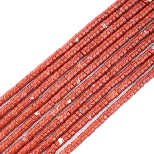 Natural Red Jasper Heishi Spacer Beads Loose Semi Precious Flat Round Gemstone Disc Shape Stone for Beading Jewelry Making 4x2mm 15.5" - color: Red Jasper