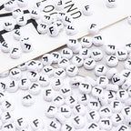 100Pcs Letter Beads 4x7mm White Round Acrylic Alphabet Beads Letter F Beads for Jewelry Making DIY Bracelets Necklaces Key Chains - color: F 100Pcs