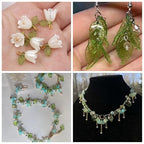Green Leaf Beads for Jewelry Making 450pcs Assorted Bulk Transparent Acrylic Leaf Bead Charms Maple Leaves for Flower Caps Plants DIY Earring Pendant Jewelry Crafts