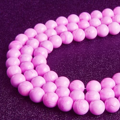 45pcs 8mm Pink Shell Jasper Beads Natural Gemstone Beads Round Loose Beads for Jewelry Making - color: Pink Shell Jasper, size: 8mm
