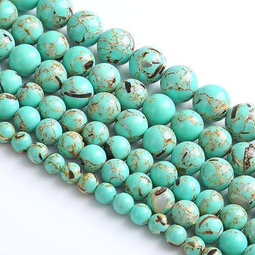 6MM 60PCS Peacock Blue Shell Turquoise Spacer Loose Beads for Jewelry Making DIY Bracelet Necklace - color: Peacock Blue Shell Turquoise, size: 6mm