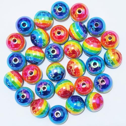 Mixed Lots Shiny AB Color Acrylic Faceted Bead DIY Beading Hairband Bracelets Necklace Craft Embelishment (Opaque Rainbow Stripe#1) - color: Opaque Rainbow Stripe#1