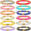12pcs Friendship Bracelets Beaded Bracelets Heishi Bracelet Cute Bracelets Stack Vinyl Clay Disc Bead Surfer Stretch Summer Beach Bracelets For Women Preppy Bracelets - color: I