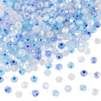Beadthoven 405Pcs 4mm Bicone Glass Beads Blue Clear Crystal Glass Seed Beads Rainbow Plated Transparent Small Mini Pony Loose Spacers for Bracelets Jewelry Making Necklace DIY Crafts Supplies - color: Blue