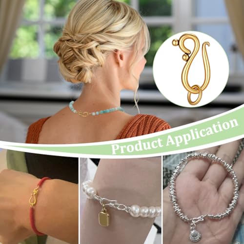 PH PandaHall 100 Sets Tibetan S Hook Clasp S Hook Ring Antique Golden Toggle Clasps Closure Metal Alloy Jewelry Clasps Connector for Necklace Bracelet DIY Jewelry Making, 20.5mm Long - color: Antique Golden