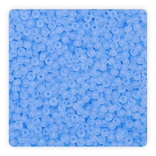 4mm Frosted Glass Seed Beads Bulk, 1000pcs Small Round Glass Bead Matte Loose Spacer Beads for Beading, Friendship Bracelet, Pendants, Key Chains, Necklaces, Hairpins, Dusty Blue